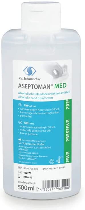 Dr.Schumacher Aseptoman med Händedesinfektion 500 ml  -SALE-  Haltbar  31.03.2023